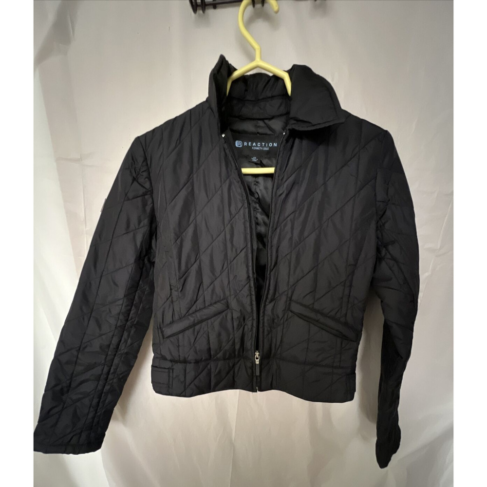 Kenneth Cole Reaction Womens Black Full Zip Quilted Jacket - Size XS